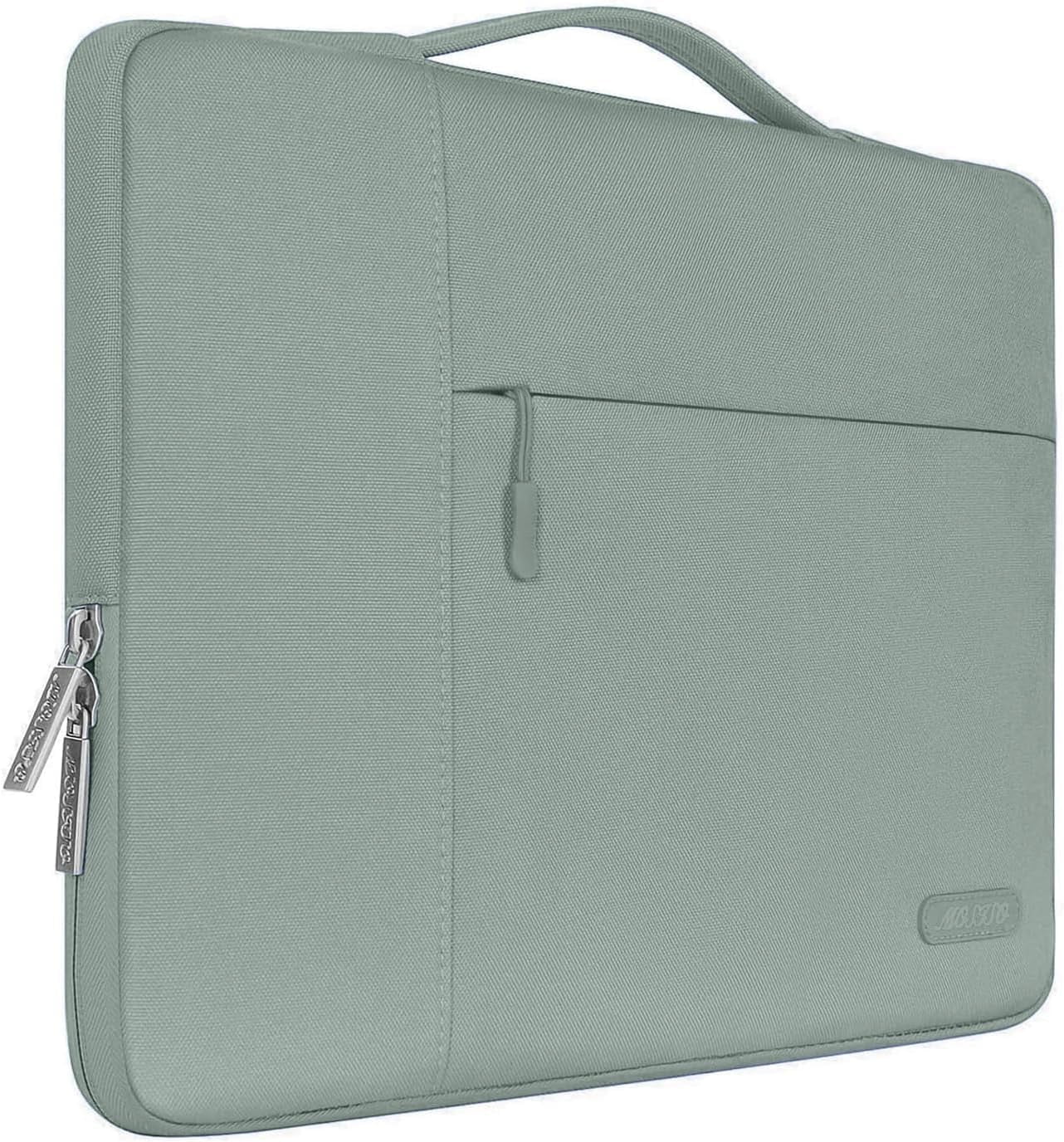 MOSISO Laptop Sleeve 14 Inch Notebook Briefcase Handbag for ThinkPad/Chromebook Polyester Carrying Sleeve Case Bag for MacBook Air Pro 15 inch, Antique Green