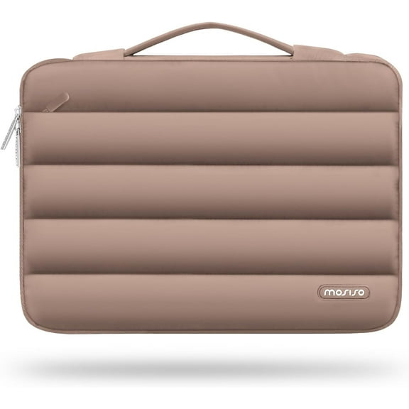 Mosiso Laptop Sleeve Bag for 13-13.3 inch HP Dell Asus Acer Lenovo Notebook, 360 Protective Puffy Laptop Handbag Computer Carrying Case for MacBook Pro 13/14, Brown