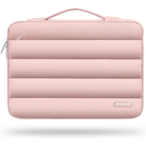 Mosiso Laptop Sleeve Bag for 15-16 inch HP Dell Asus Acer Lenovo Notebook, 360 Protective Puffy Laptop Handbag Computer Carrying Case for MacBook Pro 16, Pink