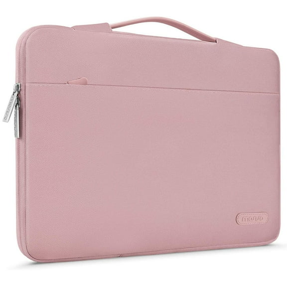 Mosiso Laptop Sleeve Briefcase for 2018-2020 MacBook Air 13 inch A2179 A1932, 13 inch MacBook Pro A2289 A2159 A1989 A1706 A1708, Polyester Notebook Bag Case with Trolley Belt, Pink