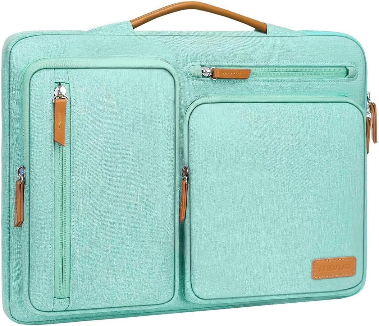 MOSISO Laptop Sleeve Carrying Case Compatible with 15-15.6 inch HP Dell Asus Acer Lenovo Notebook, 360 Protective Computer Handbag Briefcase with Handle, Aqua Green