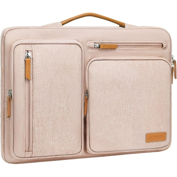 Mosiso Laptop Sleeve Carrying Case Compatible with MacBook Air 15 inch M3 M2 2024, Surface Laptop 15, HP Stream 14, 360 Protective Computer Handbag Briefcase with Handle, Khaki