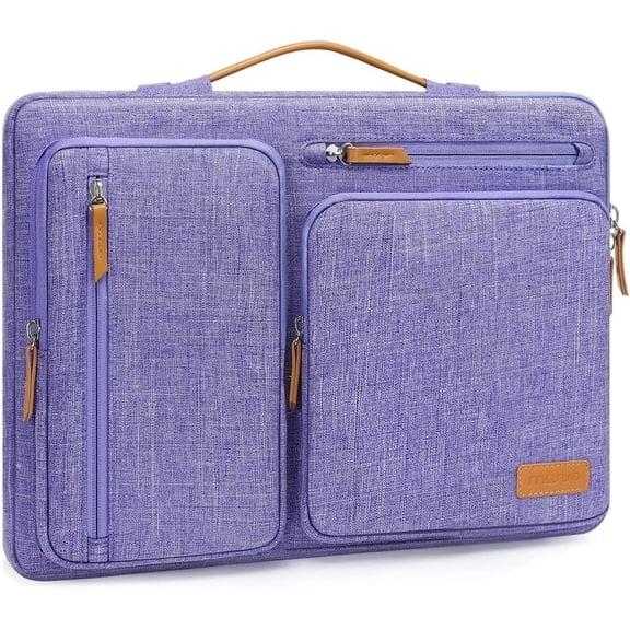 MOSISO Laptop Sleeve Carrying Case Compatible with MacBook Air 15 inch M3 M2 2024, Surface Laptop 15, HP Stream 14, 360 Protective Computer Handbag Briefcase with Handle, Purple