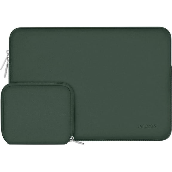 Mosiso Laptop Sleeve for MacBook Air 15 inch M3 A3114 M2 A2941 Lenovo Dell HP Asus Acer, Protective Neoprene Notebook Bag with Small Case, Midnight Green