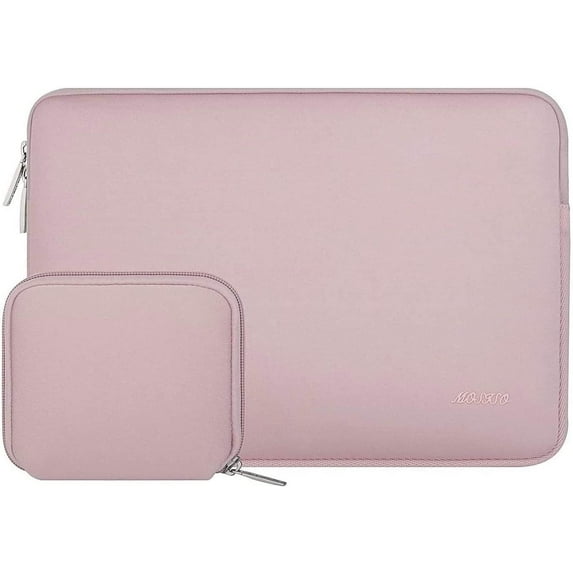 Mosiso Laptop Sleeve for MacBook Air 15 inch M3 A3114 M2 A2941 Lenovo Dell HP Asus Acer, Protective Neoprene Notebook Bag with Small Case, Baby Pink