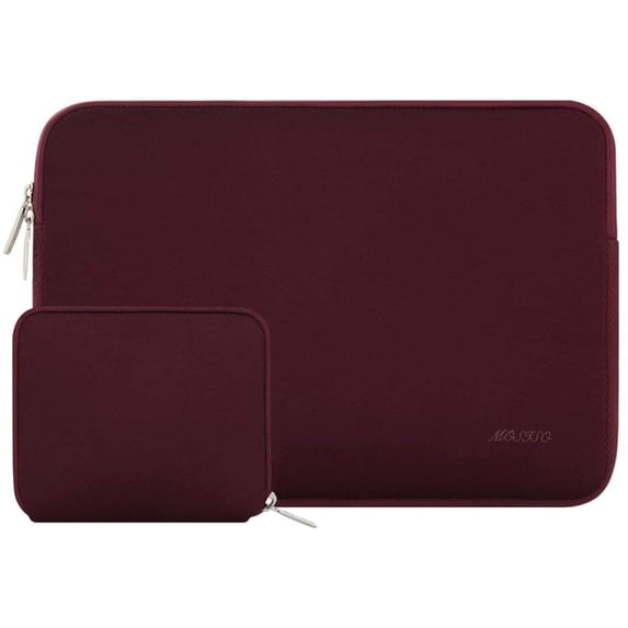 Mosiso Laptop Sleeve for MacBook Air 15 inch M3 A3114 M2 A2941 Lenovo Dell HP Asus Acer, Protective Neoprene Notebook Bag with Small Case, Wine Red