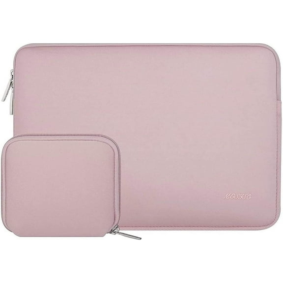 Mosiso Laptop Sleeve for MacBook Air Pro 13 inch M3 M2 M1 Lenovo Dell HP Asus Acer, Protective Neoprene Notebook Bag with Small Case, Baby Pink