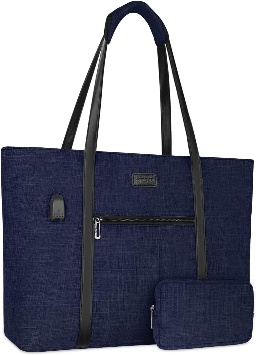 Mosiso Womens Usb Charging Port 15 16 Laptop Tote Bag Navy Blue