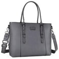 thumbnail image 1 of Mosiso Laptop Tote Bag (Up to 13.3 inch) Water Resistant PU Leather Large Capacity Business Work Office Shoulder Briefcase Handbag Compatible MacBook & Notebook, Gray, 1 of 7