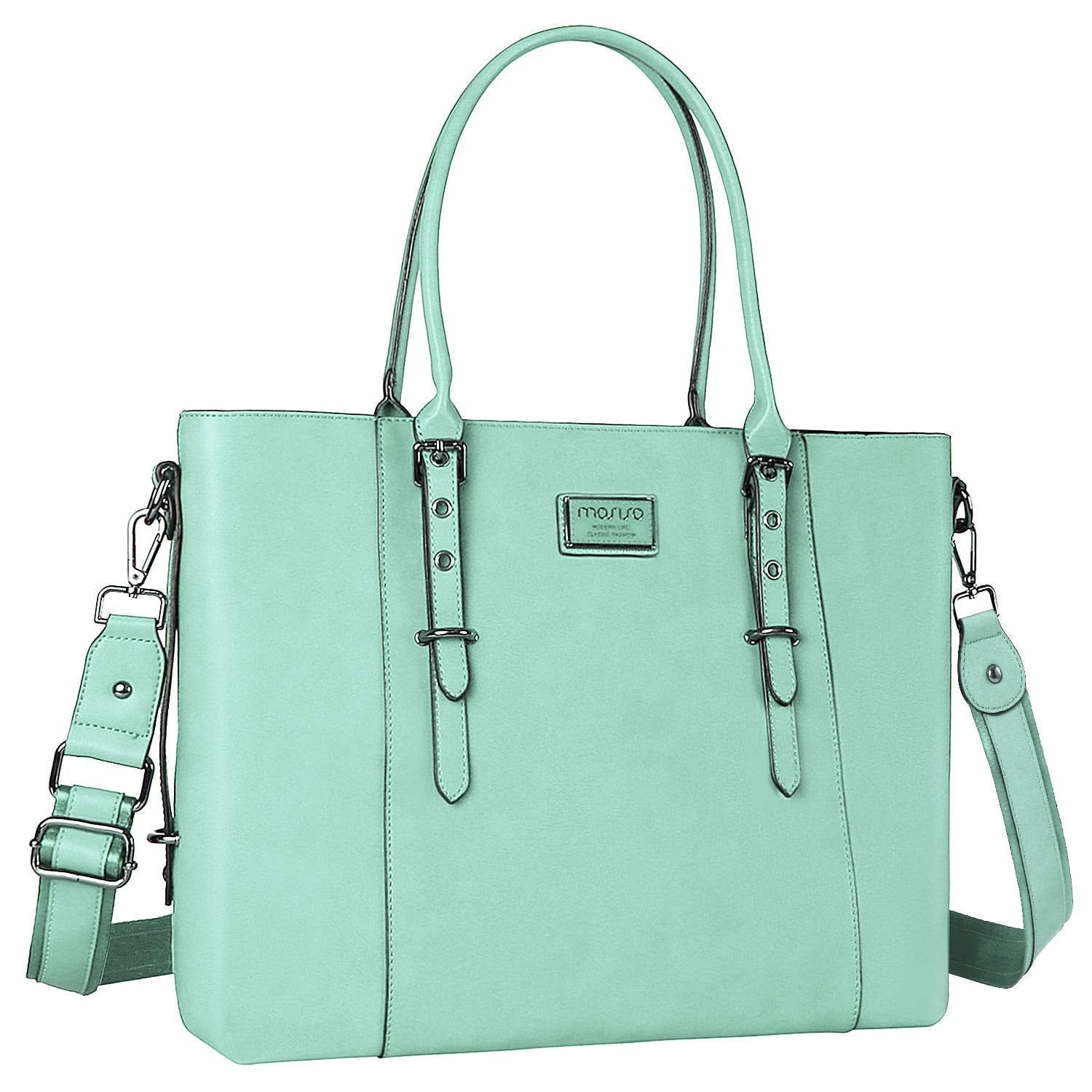 Mosiso Laptop Tote Bag (Up to 15.6 Inch) Water Resistant PU Leather Large Capacity Business Work Office Shoulder Briefcase Handbag Compatible MacBook & Notebook