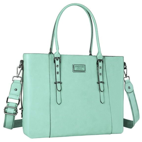 Mosiso Laptop Tote Bag (Up to 15.6 Inch) Water Resistant PU Leather Large Capacity Business Work Office Shoulder Briefcase Handbag Compatible MacBook & Notebook