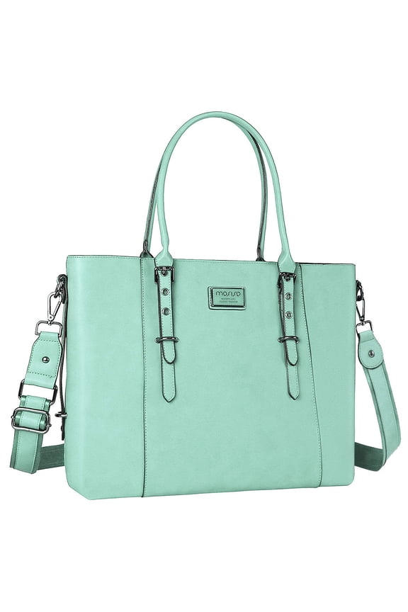 Laptop Tote Bag (Up to 15.6 Inch) Water Resistant PU Leather Large Capacity Business Work Office Shoulder Briefcase Handbag Compatible MacBook & Notebook