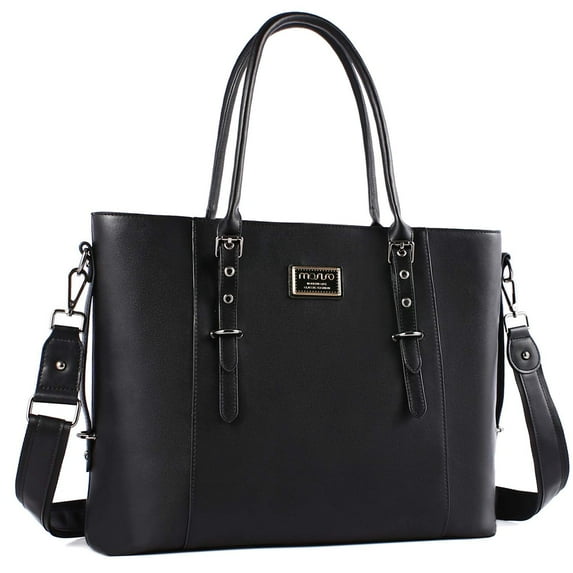 Mosiso Laptop Tote Bag (Up to 15.6 Inch) Water Resistant PU Leather Large Capacity with Padded Compartment Business Work Office Shoulder Briefcase Handbag Compatible MacBook & Notebook
