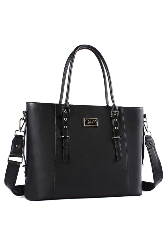 Laptop Tote Bag (Up to 15.6 Inch) Water Resistant PU Leather Large Capacity with Padded Compartment Business Work Office Shoulder Briefcase Handbag Compatible MacBook & Notebook