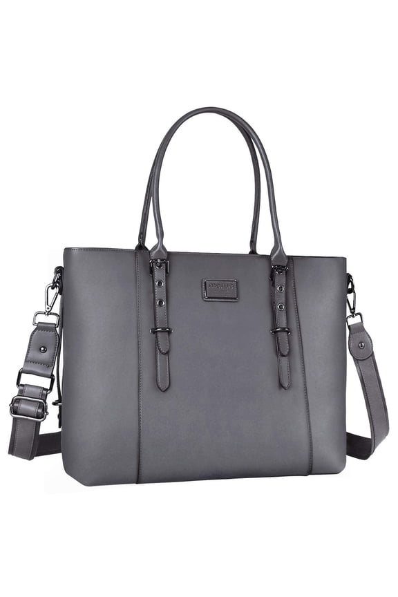 Laptop Tote Bag (Up to 15.6 Inch) Water Resistant PU Leather Large Capacity with Padded Compartment Business Work Office Shoulder Briefcase Handbag Compatible MacBook & Notebook