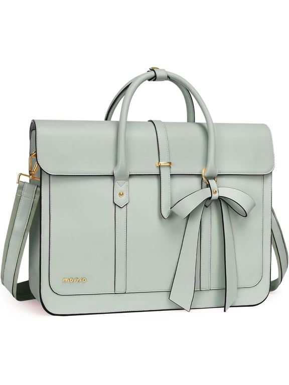 Laptop Tote Bag for Women, 13-14 inch PU Leather Shoulder Bag Convertible Backpack, Casual Travel Handbag Office Work Computer Briefcase, Sage Green