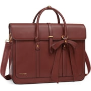 Mosiso Laptop Tote Bag for Women, 15-15.6 inch PU Leather Shoulder Bag Convertible Backpack, Casual Travel Handbag Office Work Computer Briefcase, Brown