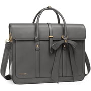 Mosiso Laptop Tote Bag for Women, 15-15.6 inch PU Leather Shoulder Bag Convertible Backpack, Casual Travel Handbag Office Work Computer Briefcase, Gray