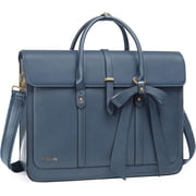 Mosiso Laptop Tote Bag for Women, 15-15.6 inch PU Leather Shoulder Bag Convertible Backpack, Casual Travel Handbag Office Work Computer Briefcase, Peacock Blue