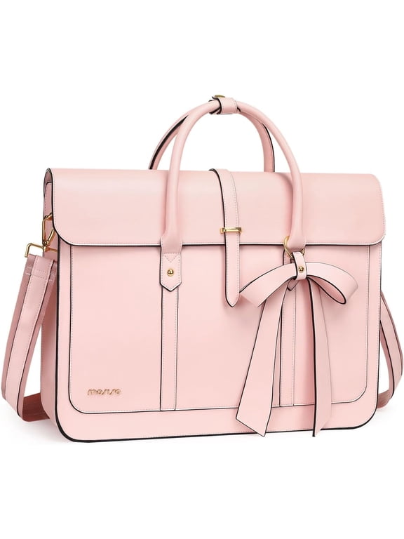 Laptop Tote Bag for Women, 15-15.6 inch PU Leather Shoulder Bag Convertible Backpack, Casual Travel Handbag Office Work Computer Briefcase, Pink
