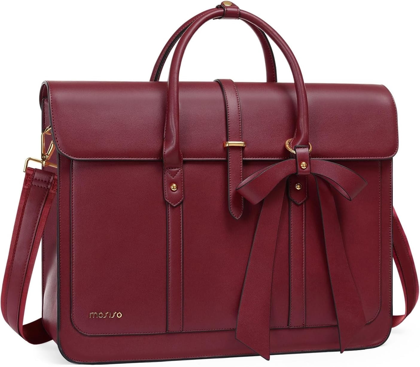 Mosiso Laptop Tote Bag for Women, 15-15.6 inch PU Leather Shoulder Bag ...