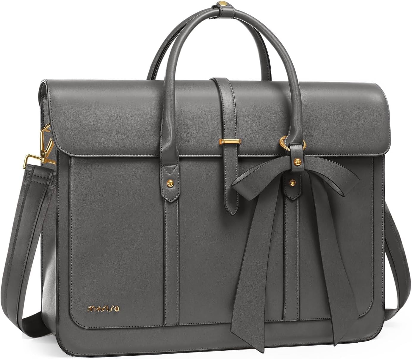 Mosiso Laptop Tote Bag for Women, 13-14 inch PU Leather 