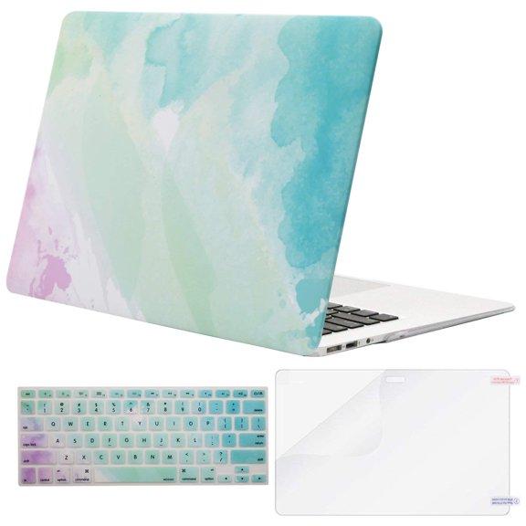 Mosiso MacBook Air 13 Inch Case (Release 2010-2017 Older Version), Plastic Pattern Hard Case & Keyboard Cover & Screen Protector Only Compatible MacBook Air 13 (A1369 & A1466), Rainbow Mist