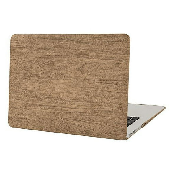 Mosiso MacBook Air 13 Inch Case, Ultra Slim Lightweight PU Leather Coated Plastic Hard Shell Snap On Protective Cover for MacBook Air 13.3" (A1466 & A1369), Wood Texture Pattern Design