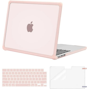 Mosiso for MacBook Air 13 inch Case 2025-2022 M4 A3240 M3 A3113 M2 A2681, Anti-Cracking Heavy Duty TPU Bumper Plastic Hard Case&Keyboard Skin&Screen Film for MacBook Air 13.6,Pink