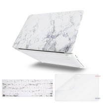 Mosiso MacBook Pro 13 Case 2019 2018 2017 2016 Release A2159/A1989/A1706/A1708 Touch Bar,Plastic Pattern Hard Cover Shell Keyboard Cover Screen Protector Only for Newest Mac Pro 13 Inch, White Marble