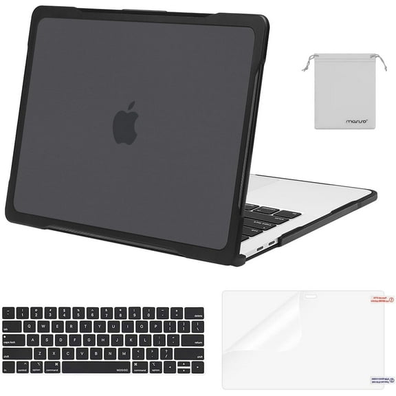 Mosiso for MacBook Pro 13 inch Case M2 2023-2016 A2338 M1 A2251 A2289 A2159 A1989 A1708 A1706, Soft TPU Bumper Plastic Anti-Scratch Hard Case&Keyboard Cover&Screen Protector&Pouch, Black