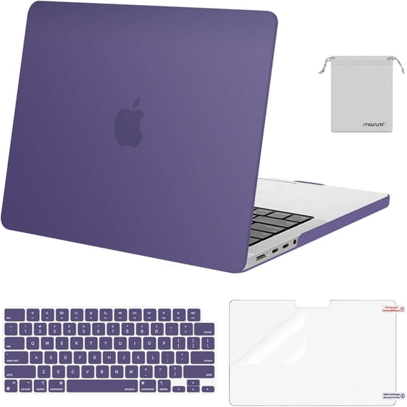 Mosiso MacBook Pro 14 inch Case 2024-2021 M5 M4 M3 M2 M1 Pro Max A3434 A3112 A3185 A3401 A2918 A2992 A2779 A2442, Plastic Hard Shell&Keyboard Cover&Screen Film&Pouch, Imperial Purple