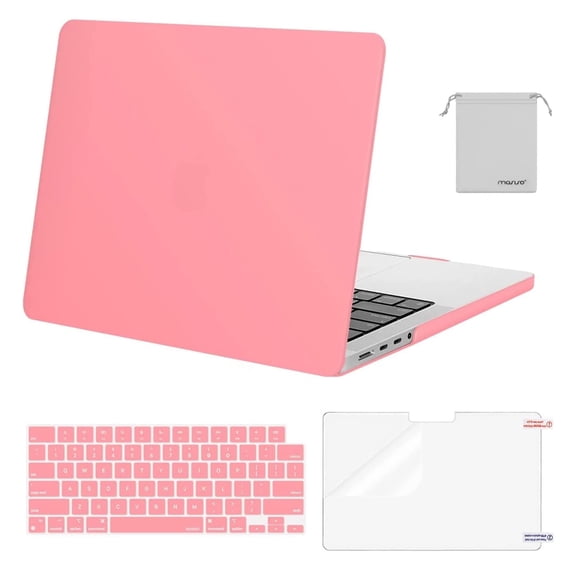Mosiso MacBook Pro 14 inch Case 2024-2021 M5 M4 M3 M2 M1 Pro Max A3434 A3112 A3185 A3401 A2918 A2992 A2779 A2442, Plastic Hard Shell&Keyboard Cover&Screen Film&Pouch, Cream Pink