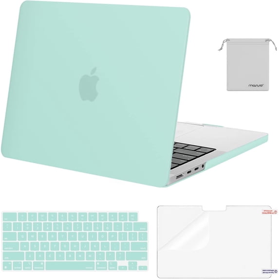 Mosiso MacBook Pro 14 inch Case 2024-2021 M5 M4 M3 M2 M1 Pro Max A3434 A3112 A3185 A3401 A2918 A2992 A2779 A2442, Plastic Hard Shell&Keyboard Cover&Screen Film&Pouch, Mint Green