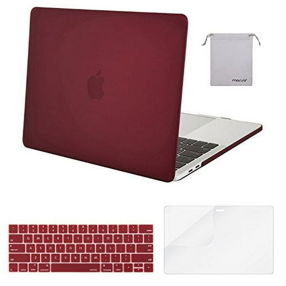 Mosiso MacBook Pro 15 Case 2017 & 2016 Release A1707, Plastic Hard Shell with Keyboard Cover with Screen Protector with Storage Bag for Newest MacBook Pro 15 Inch with Touch Bar, Marsala Red