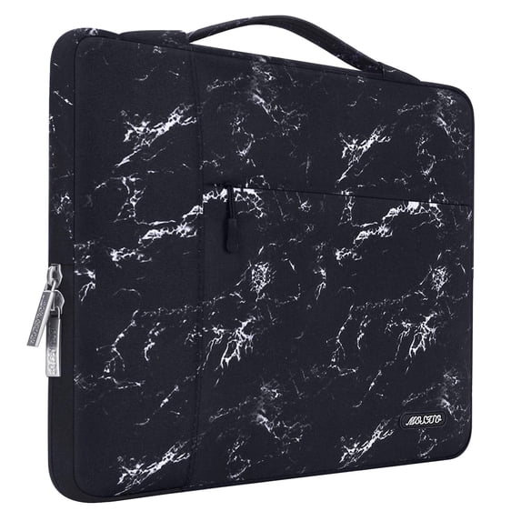 Mosiso for Macbook Air/Pro 13.3" Laptop Sleeve Briefcase Handbag Water Resistant Polyester Carrying Pouch Zipper Notebook Computer Bag, Black&White Marble