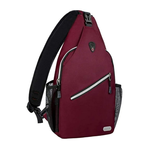 Mosiso Mini Sling Backpack,Small Outdoor Casual Crossbody Chest Bag Multipurpose Hiking Cycling Camping Travel Sport Bag, Wine Red