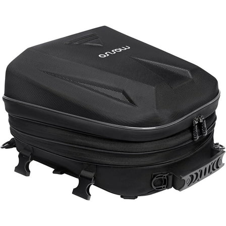 Mosiso Motorcycle Tail Bag, Waterproof Motorbike Rear Seat Bag with Rain Cover, 20L-28L Expandable Motorcycle Backpack Helmet Bag Luggage Storage Tool Gear Carry Bag with Handle,Black