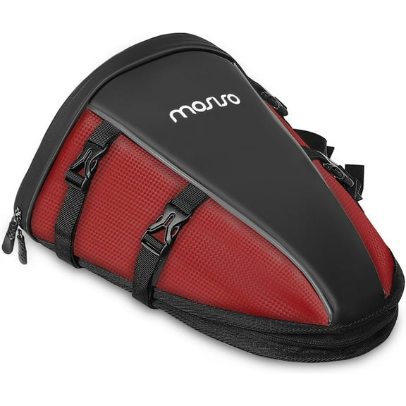 Mosiso Motorcycle Tail Bag Waterproof Storage Saddle Bag 10L Outdoor Sports Travel Motorbike Seat Back Bag Light Tank Bag Tool Carry Hand Shoulder Bags, Red
