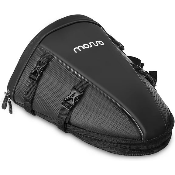 Mosiso Motorcycle Tail Bag Waterproof Storage Saddle Bag 10L Outdoor Sports Travel Motorbike Seat Back Bag Light Tank Bag Tool Carry Hand Shoulder Bags, Black