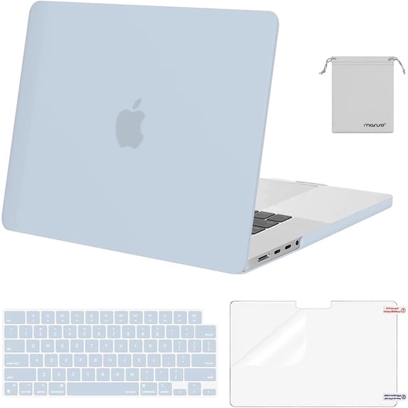 Mosiso New 4in1 Case for MacBook Pro 16 inch Case 2024-2021 M4 A3403 A3186 M3 A2991 M2 A2780 M1 A2485, Plastic Hard Shell&Keyboard Skin&Screen Protector&Storage Bag, Baby Blue
