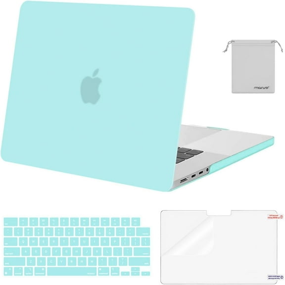 Mosiso New 4in1 Case for MacBook Pro 16 inch Case 2024-2021 M4 A3403 A3186 M3 A2991 M2 A2780 M1 A2485, Plastic Hard Shell&Keyboard Skin&Screen Protector&Storage Bag, Turquoise