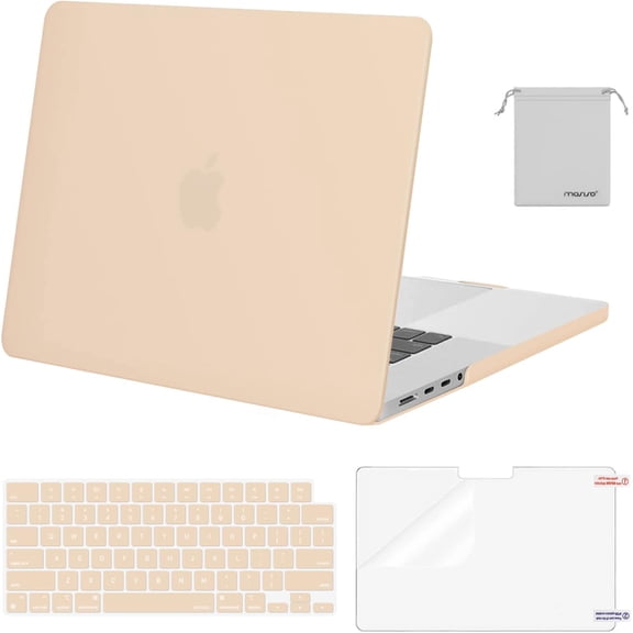 Mosiso New 4in1 Case for MacBook Pro 16 inch Case 2024-2021 M4 A3403 A3186 M3 A2991 M2 A2780 M1 A2485, Plastic Hard Shell&Keyboard Skin&Screen Protector&Storage Bag, Apricot