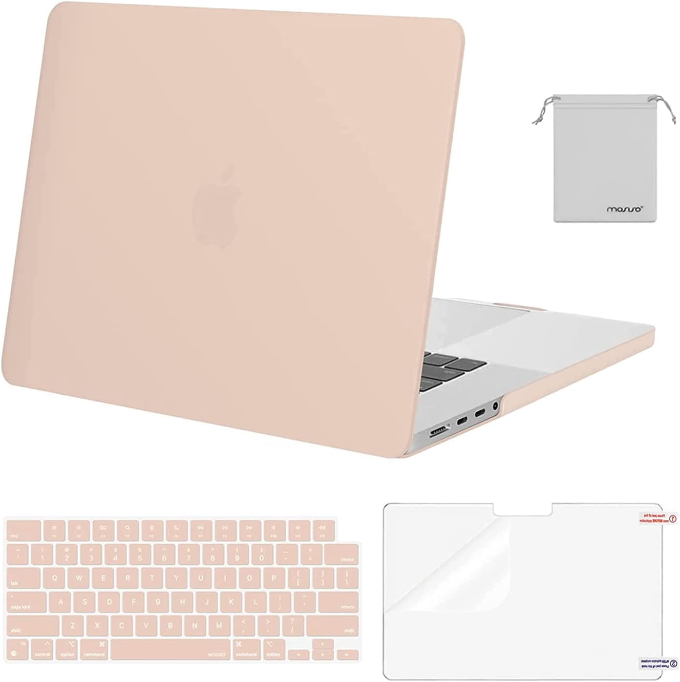 MOSISO Compatibel met MacBook Pro 16 Case 2024 2023 2022 2021 M4 M3 M2 M1 A3403 A3186 A2991 A2780 A2485 Pro Max, plastic harde hoes en toetsenbordhuid en schermbeschermer en zakje, zwart
