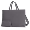 thumbnail image 1 of Mosiso PU Leather Laptop Tote Bag for Men Women, 15.6 inch Waterproof Shoulder Handbag Travel Office Work Business Computer Briefcase Ladies Messenger Bags with Small Case, Space Gray, 1 of 7