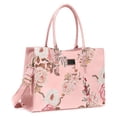 thumbnail image 1 of Mosiso PU Leather Laptop Tote Bag for 15-15.6 inch Notebook,Peony Waterproof Business Work Travel Briefcase with Adjustable PU Handle, Pink, 1 of 6