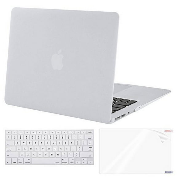 Mosiso Plastic Hard Case with Keyboard Cover with Screen Protector for MacBook Air 13 Inch (Models: A1369 and A1466), White