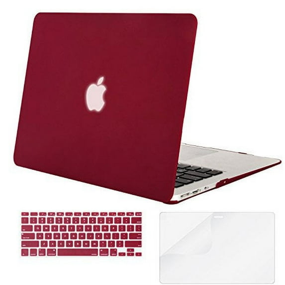 Mosiso Plastic Hard Case with Keyboard Cover with Screen Protector for MacBook Air 13 Inch (Models: A1369 and A1466), Wine Red