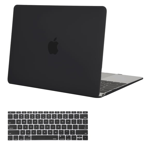 Mosiso Plastic Hard Shell Case with Keyboard Cover for MacBook 12 Inch with Retina Display Model A1534 (Newest Version 2017/2016/2015), Black