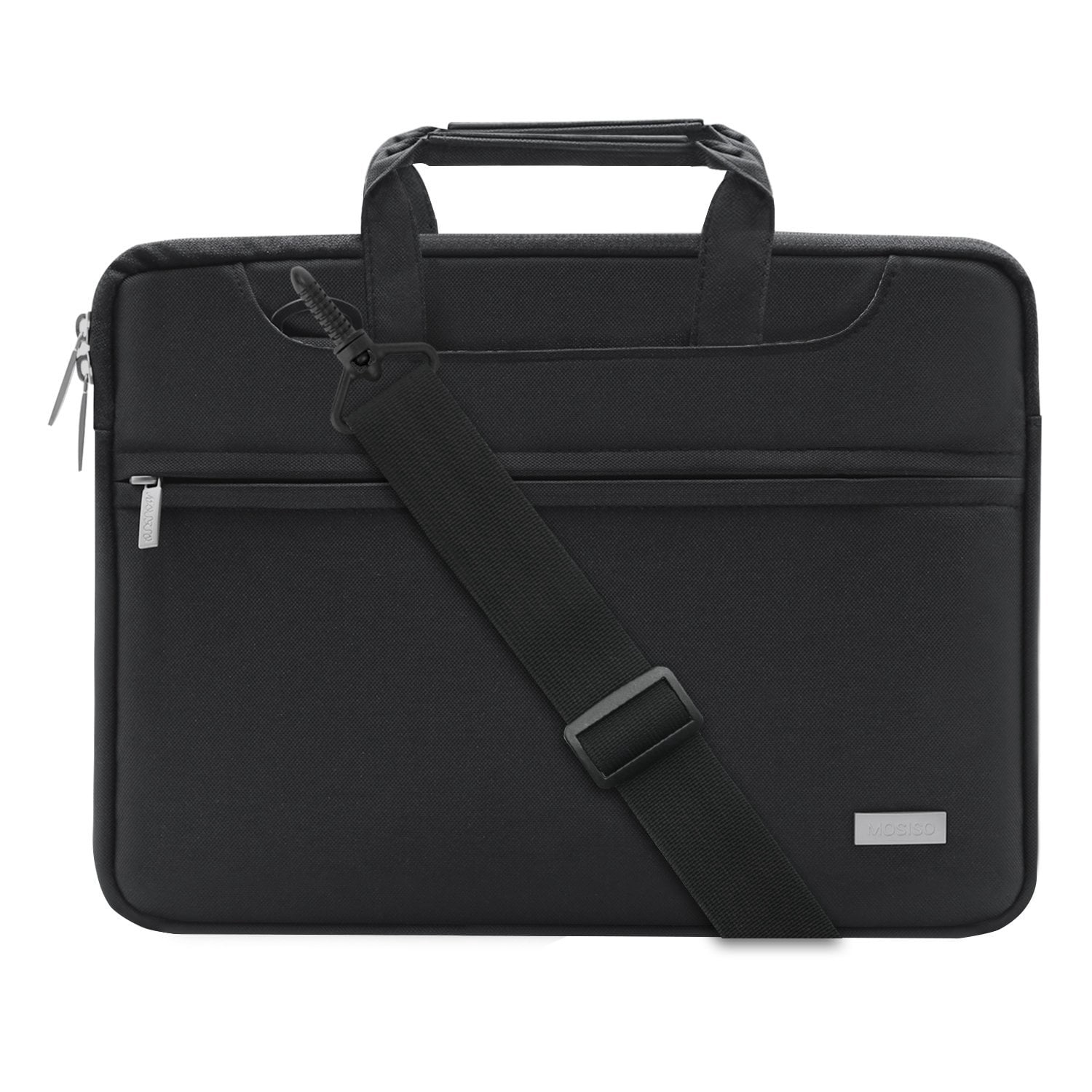 Mosiso Polyester Laptop Shoulder Bag for 15-15.6 Inch 2017/2016 MacBook Pro with Touch Bar A1707, MacBook Pro, Notebook, Compatible with 14 Inch Ultrabook with Back Belt for Trolly Case, Black